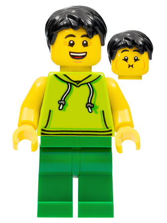 Минифигурка Lego Ludo Green - Male, Lime Hoodie, Green Legs, Black Hair twn351 U